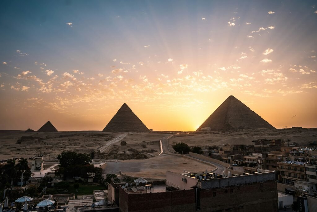 The Great Pyramid of Giza, built for Pharaoh Khufu, is one of the Seven Wonders of the Ancient World and is the only one still largely intact.